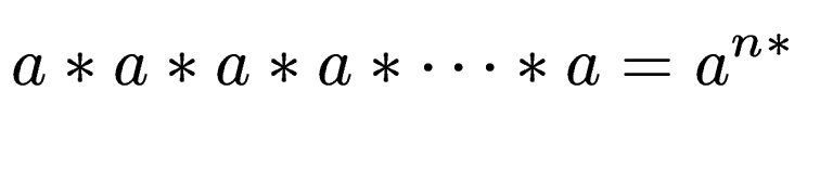 $\displaystyle a*a*a*a* \dots *a = a^{n*}$