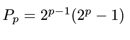 $ P_p =
2^{p-1}(2^p - 1)$