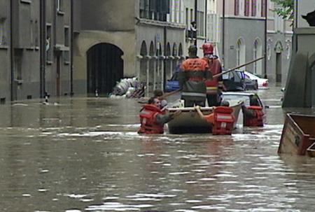 A flooded street in Berne