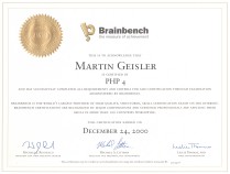 Brainbench PHP4 Certificate