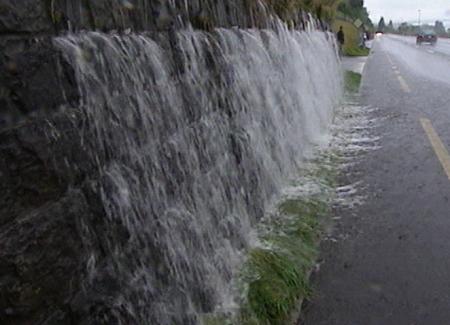 Water finding cracks in a wall